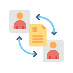 Poster - Employee document sharing and workflow illustration on White Background