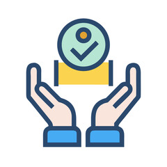 Poster - Hands holding symbol of success or approval icon
