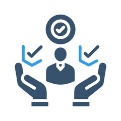 Poster - Person with hands supporting quality concept graphic illustration