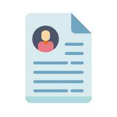 Poster - Simple illustration of document with headshot and line information