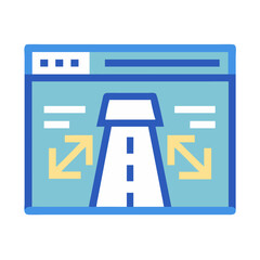 Aufkleber - Website showing road with arrows indicating direction changes
