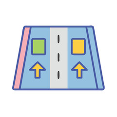 Poster - Colorful Illustration of a Highway with Arrows and Squares