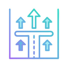 Poster - Road forks with arrows facing up in direction concept