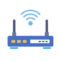 Poster - Blue Wireless Router Isolated On White Background Stock Image