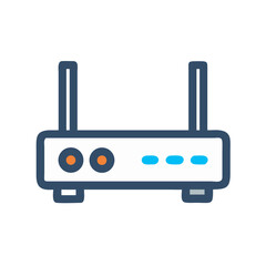 Poster - Stylized flat vector illustration of a wireless internet router