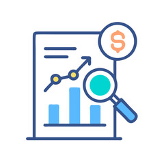 Poster - analyzing financial growth and profit with magnifying glass icon
