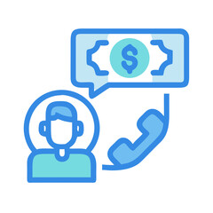 Poster - Financial discussion on phone with client stock illustration
