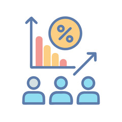 Poster - business statistics rising graph with percentage data and team