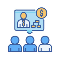 Poster - Business hierarchy and team leadership with financial objectives icon