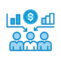 Poster - team financial performance and strategy illustration with blue color palette