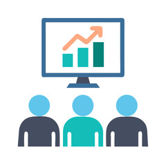 Poster - Business meeting with rising graph in the computer screen