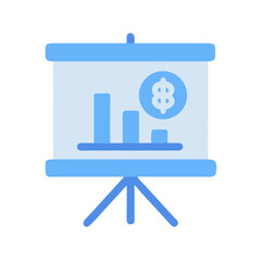 Poster - financial report presentation with dollar sign and simple bar graph