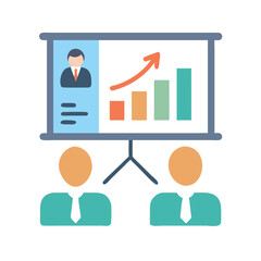 Poster - Business presentation growth chart featuring professional attendees illustration