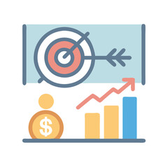 Poster - Simple flat illustration of business growth and target success