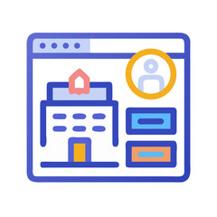 Poster - Online property management profile icon on website illustration