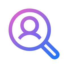 Poster - Gradient magnifying glass with person icon on White Background
