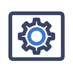 Poster - Isolated blue cog in a square against black backdrop