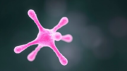Poster - abstract pink molecular structure with intricate details floating against a blurred dark background 