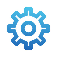 Poster - Blue gradient gear icon against a White Background