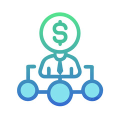 Poster - Financial hierarchy icon featuring a dollar sign head and connections