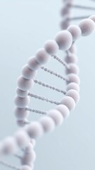 Poster - Abstract representation of a DNA double helix structure with smooth, spherical shapes and a soft gradient background conveying the essence of genetic science and biology
