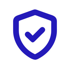 Poster - Blue shield with check mark on a White Background