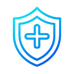 Poster - Blue gradient shield with cross protection icon on White