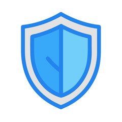 Poster - Stylized blue and white shield icon against White Background
