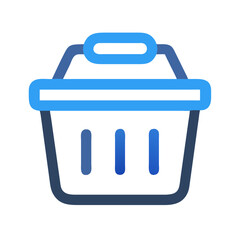 Poster - Blue shopping basket icon on White Background, clean style
