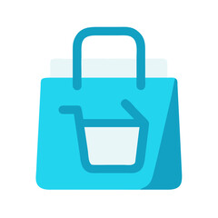 Poster - Minimalist blue shopping bag icon for digital marketing