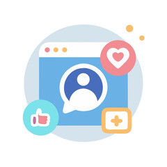 Poster - Social media interface flat design with user engagement icons