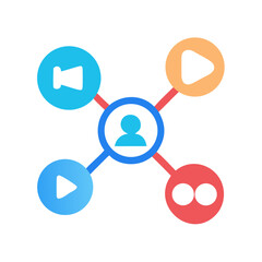 Poster - Connected social media network marketing platform flat design