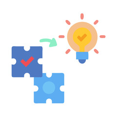 Poster - Puzzle pieces connect to lightbulb, symbolizing solution and innovation