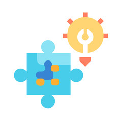Poster - Puzzle piece and gear collaboration for problem solving success