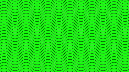 Wall Mural - Animated black wavy lines. Linear background. Decorative pattern. Looped video. Vector illustration isolated on green background.