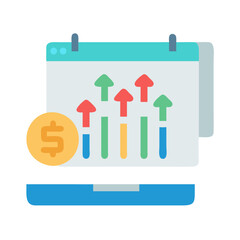 Poster - financial growth chart on calendar with dollar coin graphic