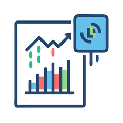 Poster - financial growth chart report with data analysis concept icon