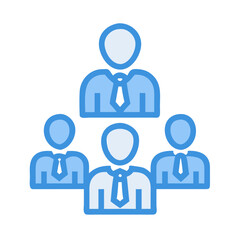 Poster - Organization chart with flat blue colored business team members