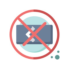 Poster - No Code Symbol Flat Icon with Red Prohibited Sign