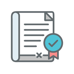 Poster - Digital certificate of approval with round blue ribbon seal