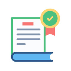 Poster - Document validation with approval badge sitting on top book