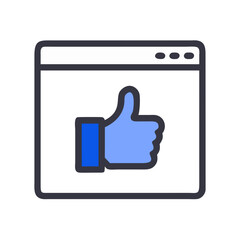 Poster - Blue thumbs up icon within browser window interface design