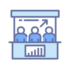 Poster - Information kiosk with ascending graph and three people icon