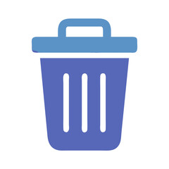 Poster - Blue waste basket symbol in flat vector illustration design