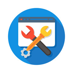 Poster - Web Development Tools Icon with Wrenches and Gear