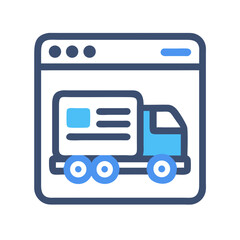 Poster - Delivery truck icon on a website browser window