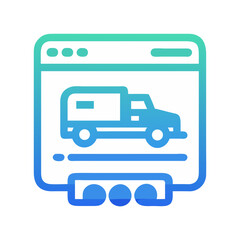 Poster - Delivery truck shown on a website page icon