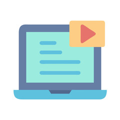 Poster - Flat design laptop illustration with video player concept icon