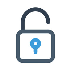 Poster - Open padlock icon in blue color on White Background
