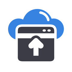 Aufkleber - Blue cloud with upward arrow on grey application window